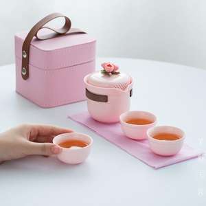 Juego de Té de Viaje de Cerámica Hecho a Mano, Todo en Uno, Tetera China de Kung Fu, Logotipo Personalizado, Infusor de Vidrio Portátil, Artículos para Beber, Bolsa de Regalo - Product Image 1