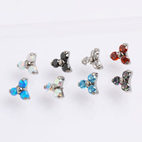 ASTM F136 G23 Titanium Piercing Jewelry 3 CZ Top Internal Thread Labret Stud