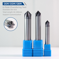 Fresas de biselado de 6 filos personalizadas para router CNC con recubrimiento de Altin y Tin, herramienta de biselado de carburo de tungsteno, compatible con ODM y OEM