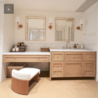 Meuble-lavabo flottant naturel XINGRUO avec porte de placard cannelée, taille personnalisée éco-responsable