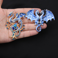 Bros Pin Hiasan Hewan Berlapis Emas, Porselen Biru Putih, Enamel, dan Berlian Imitasi: Naga, Burung Kolibri, Kupu-kupu, Kepiting, Katak, Lumba-lumba, Kumbang