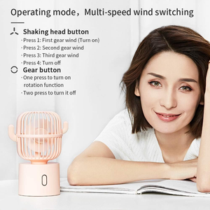 Mini ventilateur portable <span class=keywords><strong>Cactus</strong></span> rechargeable avec rotation automatique à 80 degrés, 3 vitesses, vent puissant, fonctionnement silencieux, pour voiture et maison - Product Image 5