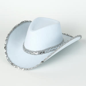 Casquettes de Cowboy chapeaux de fête chapeau de Cowboy occidental Performance de fête avec des paillettes de cristal embellies déguisements accessoires casquette pour hommes - Product Image 2