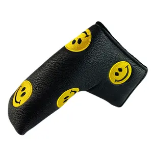 Fundas para Palos de Golf, Funda para Putter con Diseño de Cara Sonriente y Sol, Funda para Putter de Cuero PU Impermeable con Bordado e Imán - Product Image 1