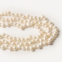 Perles de culture d'eau douce blanches irrégulières de 15 pouces (5-6mm/6-7mm) avec trou traversant pour la fabrication de bracelets et colliers DIY - Vente en gros