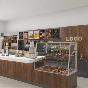 Chiosco Caffè Moderno Personalizzato Bancone <span class=keywords><strong>Bar</strong></span> per Caffetteria con Illuminazione a LED per Design di Interni di Caffè e Panetterie - Product Image 1