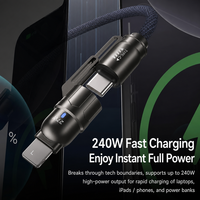 240W 4-in-1 USB-C Kabel mit Wattanzeige, flaches Nylon-Geflecht-Mehrfachladekabel für iPhone 17 Ladekabel