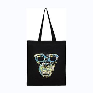 Wholesale Custom Organic Cotton Shopping Bag Black <b>Canvas</b> <b>Tote</b> Bag with Custom Print Logo Plain Letter Pattern - Product Image 5