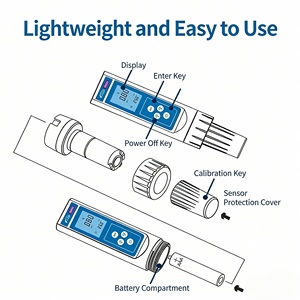 Testeur <span class=keywords><strong>de</strong></span> qualité <span class=keywords><strong>de</strong></span> <span class=keywords><strong>l</strong></span>'<span class=keywords><strong>eau</strong></span> numérique industriel OEM haute précision IP67 PH/ORP/TDS/EC/<span class=keywords><strong>Salinité</strong></span>/Température - Product Image 6