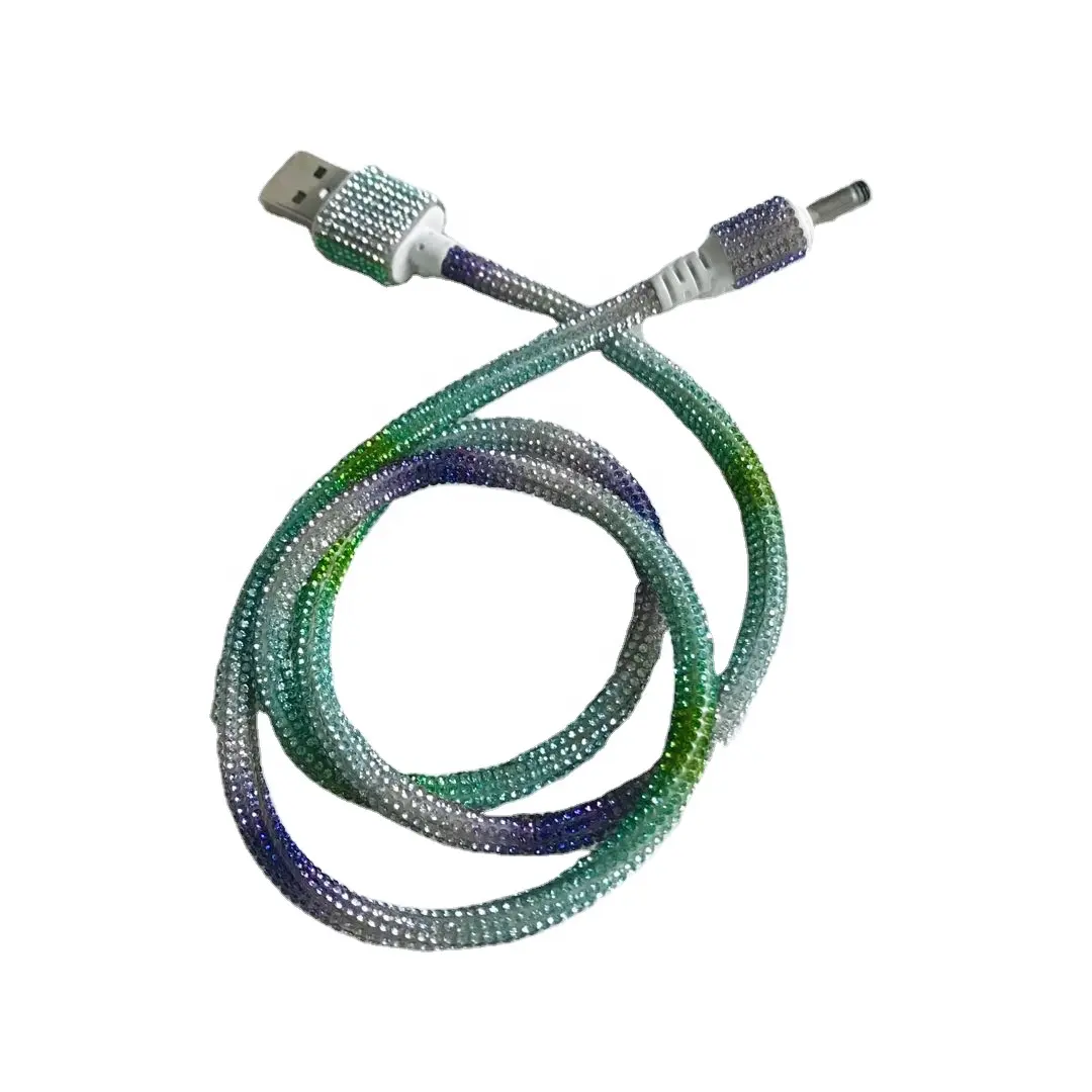 OEM colorido Arco Iris <span class=keywords><strong>Rhinestone</strong></span> Bling Usb Cable de carga de Cable de transferencia de datos de <span class=keywords><strong>línea</strong></span> de teléfono de diseño personalizado
