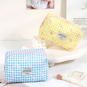 Lettering Applique Bow Plaid <b>Makeup</b> <b>Bag</b> - Product Image 3