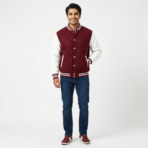 <b>Smart</b> <b>Men</b> Varsity <b>Jacket</b> <b>for</b> <b>men</b> with button front and rib hem created <b>for</b> a balanced mix of warmth and casual appearance - Product Image 1