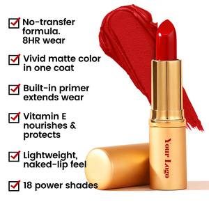 Lápiz Labial Mate Dorado, Lápices Labiales Veganos al por Mayor, <span class=keywords><strong>Maquillaje</strong></span>, Lápiz Labial Impermeable, Marca Privada - Product Image 6
