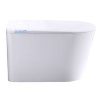 WC monobloc allongé en céramique moderne ST12 avec chasse d'eau à capteur au pied et télécommande incluse