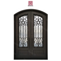 Fournisseur d'intégrité porte de sécurité populaire pour la maison arquée simple double entrée principale porte d'entrée en fer forgé