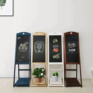 Pizarra Retro con Marco en A, de Pie, en Negro, Blanco, Azul y Marrón, Duradera, para Publicidad en Cafeterías y Calles - Product Image 1