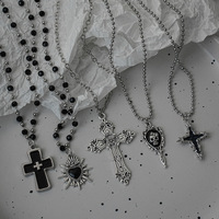 Collar de estrella esmaltada con cadena de cuentas plateada, dije de luna rosa y negra, estilo bohemio, regalo, venta al por mayor, collares de estrella personalizados para mujer