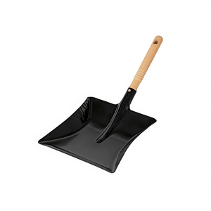 Recogedor pintado de negro con mango de madera para limpiar pisos - Product Image 2