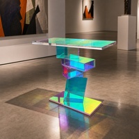 Table basse en acrylique transparente irisée pour entrée étroite, couloir, salon, table de foyer minimaliste et élancée, décoration intérieure