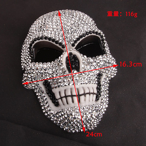 Máscara de Calavera con Pedrería, Estilo Horror, de Plástico, para Fiestas, Halloween, Navidad, Carnaval, Accesorio DIY - Product Image 3