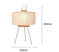 Lampe de table en papier, style japonais Wabi Sabi, sculpture lumineuse en papier de riz Washi, lampe de chevet minimaliste