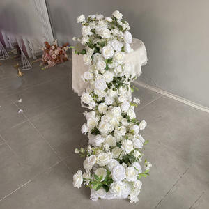 M-FR127 Artificial table <b>runner</b> flowers wholesale aisle flower table <b>runner</b> wedding silk flower <b>runner</b> for wedding arrangements - Product Image 3