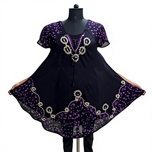 Vestido de invierno Batik Umbrella 100% algodón con encaje, botones, tejido con silueta de capullo, mini, cuello en V, sin mangas, antiarrugas, transpirable - Product Image 1