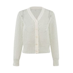 Custom Women Sweater Spring <strong>Summer</strong> <strong>Ladies</strong> Knit Sweater Long Sleeve V Neck Women Hollow-out Knit <strong>Cardigan</strong> - Product Image 2