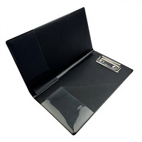 Porta Facturas de Restaurante de Cuero PU PVC Negro con Logotipo Personalizado, Estilo Carpeta con Clip para Restaurantes