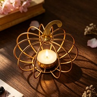 Lot de bougeoirs citrouille modernes en fil de fer, porte-bougies chauffe-plat en métal ajouré de luxe pour mariages d'automne et Halloween