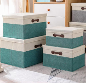 Foldable Linen Fabric Storage Bins Cube 45*35*25cm Storage <b>Box</b> for Clothes - Product Image 1