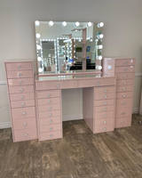 Meuble de coiffeuse professionnel moderne avec miroirs éclairés, rose, noir, blanc, meubles de chambre à coucher pour salle de bain, directement de l'usine