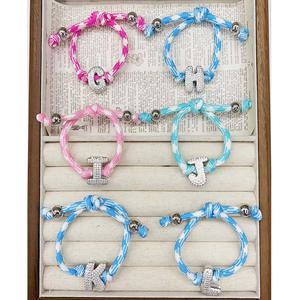 Nuovi Braccialetti Regolabili con Cordino Multicolore, Lettera Iniziale a Cuore Bombato con Zirconi Cubici Placcati Oro 18k - Product Image 2