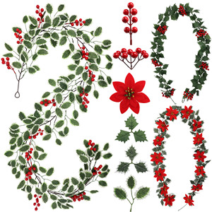 Décorations murales en rotin de Noël simulé 100cm-200cm, style naturel, décoration de maison, plante verte - Product Image 3