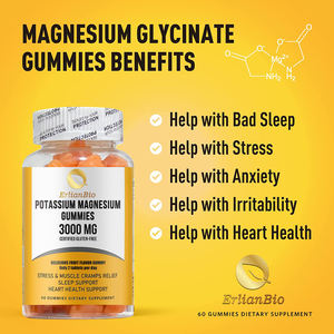 Marque privée Gommes de potassium et de magnésium Comprimés de vitamines c à croquer Suppléments pour les os Crampes dans les jambes Santé musculaire - Product Image 2