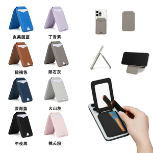 Support de téléphone en cuir PU avec aimant puissant, porte-cartes et miroir de maquillage, pour <span class=keywords><strong>utilisation</strong></span> sur bureau, compatible avec iPhone 16 15 14 13 12 - Product Image 6