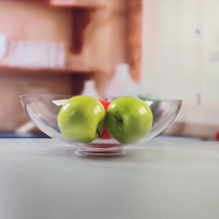 Bol en verre transparent fait à la main pour fête et mariage servant bol décoratif de mélange de fruits et légumes en cristal avec technique de gravure