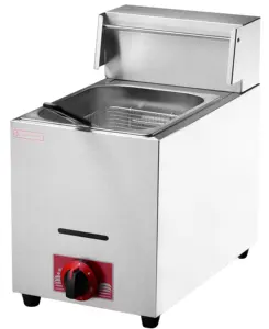 Fritadeira a gás com tanque duplo 6L, equipamento de aço inoxidável para fritar batatas fritas e frango, equipamento de catering com bom preço