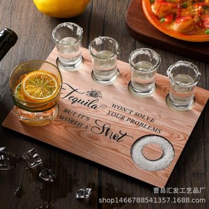 Bandeja de madera Huifa para condimentos, 40x25cm, bandeja decorativa para servir en bares, para cócteles, salero, vasos de whisky y bebidas. - Product Image 3