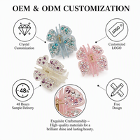Pince à cheveux papillon 3D de luxe ; Épingle à cheveux en acétate ornée de strass étincelants faits à la main ; Accessoires de bijouterie élégants pour femmes