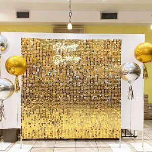 Ánh sáng lung linh tường Backdrop 24 Gói Vàng sequin Backdrop Panels ảnh Backdrop cho tiệc cưới sinh nhật trang trí (4ftx6ft) - Product Image 6