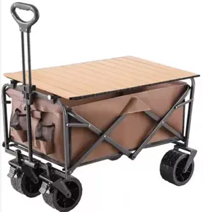 2024 New Design High Quality Alloy Steel Material Trolley Folding Camping Table Cart For Outdoor Picnic