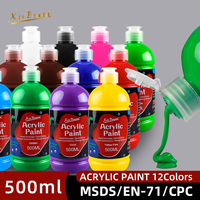 Peinture Acrylique Xin Bowen 500ML, 12 Couleurs, Pigment à Fort Pouvoir Couvrant pour Artistes, Ensemble de Peintures Acryliques pour Créations Artistiques