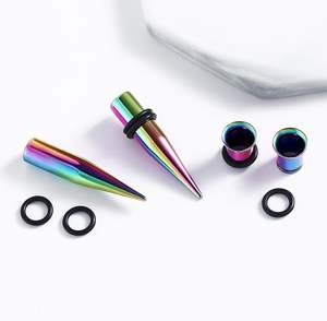 Bouchons coniques d'<span class=keywords><strong>oreille</strong></span> en acier inoxydable 316L colorés <span class=keywords><strong>7mm</strong></span> 9mm Tunnel d'<span class=keywords><strong>oreille</strong></span> jauges extenseurs d'<span class=keywords><strong>oreille</strong></span> bouchon d'étirement - Product Image 5