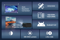 [MOQ bajo] Wupro ODM LCD Mini Proyector portátil Smart Android Google TV Proyector Alto brillo Wifi 6 BT 4K UHD Proyector