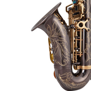 Saxofón <span class=keywords><strong>Soprano</strong></span> <span class=keywords><strong>Curvo</strong></span> BB de Alta Calidad con Buen Rendimiento, Cuerpo de Níquel Negro, Llaves Doradas, Precio de Fábrica, Botones con Incrustaciones de Abulón - Product Image 4
