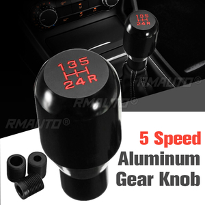 Universal 5-Speed Aluminum Manual <b>Gear</b> Stick Lever Shift Shifter <b>Knob</b> with 3 Adapter JDM Black Car Accessories - Product Image 1