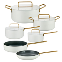 Ensemble de 10 casseroles et poêles en céramique antiadhésives personnalisables, ensemble de casseroles et poêles en céramique en aluminium moulé par induction