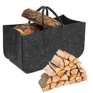 Best Selling Custom Logo Recycled Durable Grey Shopping Bag Felt Firewood Bag Felt Storage Basket