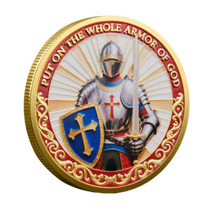Moneta Commemorativa Souvenir in Stock, Artigianato 3D con Stampa a Rilievo, Tema Cavaliere Religioso, Placcata in Ferro Verniciato, Regalo Personalizzato con UV - Product Image 2